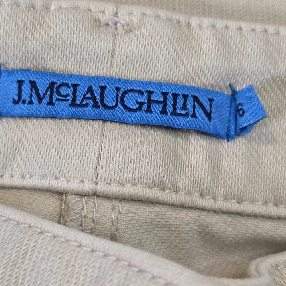 J.McLaughlin Womens 6 Lexi Jeans Slim Leg Raw Beige Stretch Cotton Gold Hardware